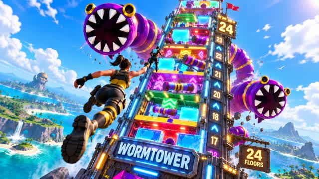 WORMTOWER – ESCAPE THE WORMS — Fortnite Creative map cover art