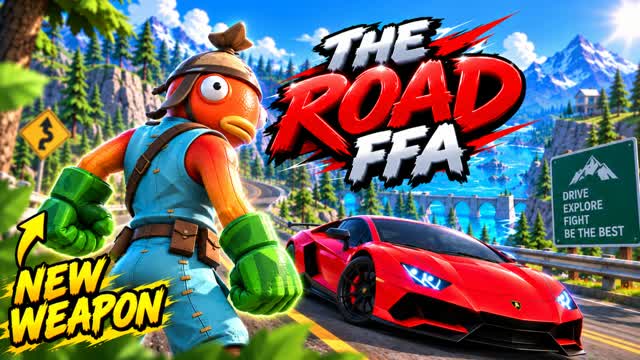 🛣️ROAD FFA - ALL GUNS & CARS — Fortnite Creative map cover art