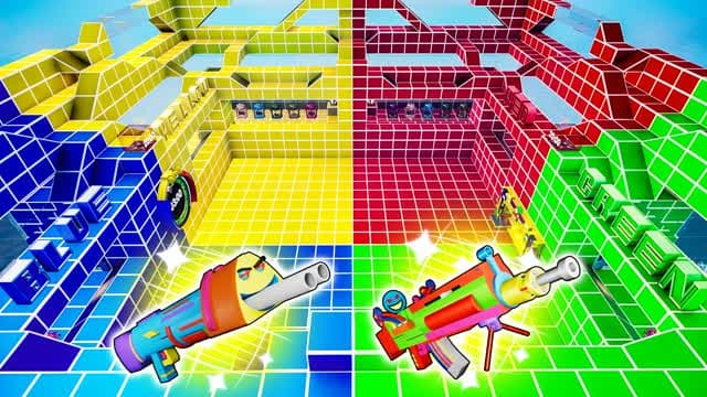 RED vs BLUE vs YELLOW vs GREEN — Fortnite Creative map cover art