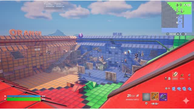 Red vs Blue vs Green vs Orange — Fortnite Creative map cover art