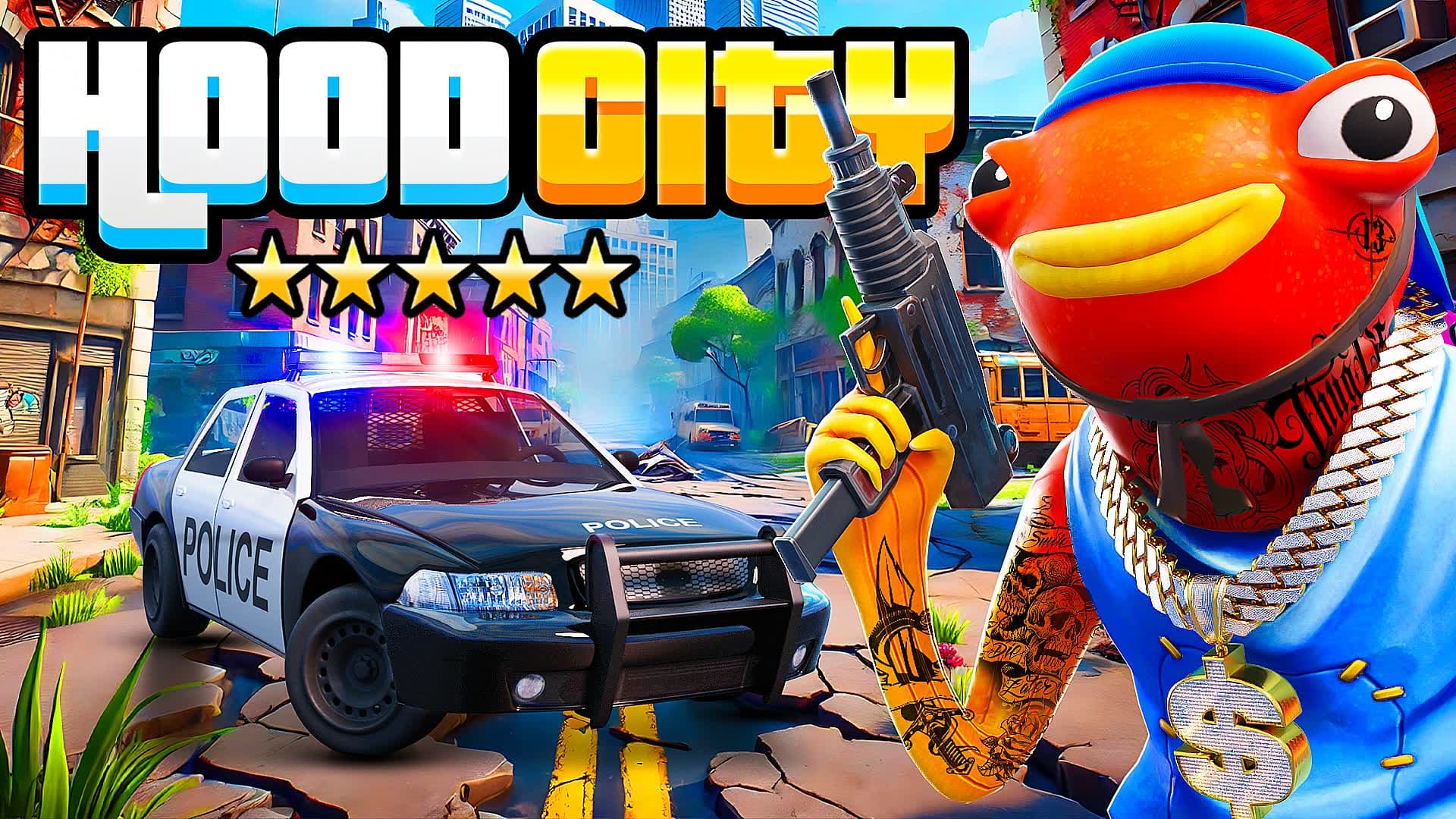DRIVE CITY HOOD🏙️ CUSTOM CAR FFA RP — Fortnite Creative map