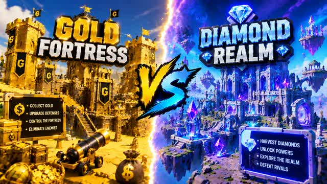 💰 GOLD FORTRESS VS DIAMOND REALM 💎 — Fortnite Creative map cover art