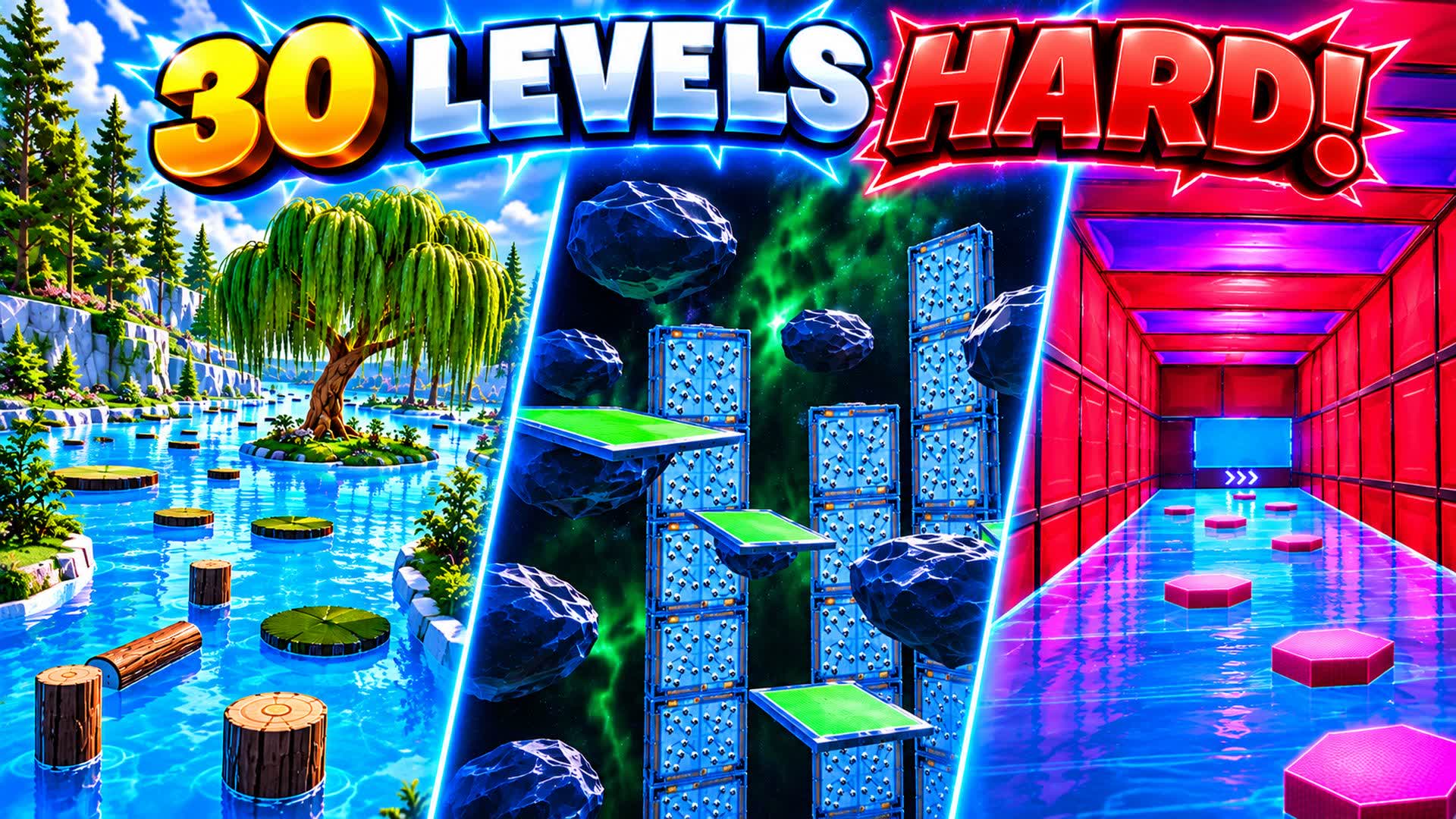 IMPOSSIBLE PARKOUR 30 LEVELS! — Fortnite Creative map