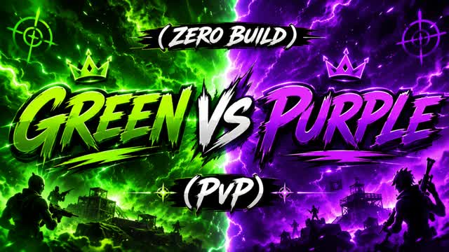 (ZERO BUILD) PVP Green Vs Purple — Fortnite Creative map cover art