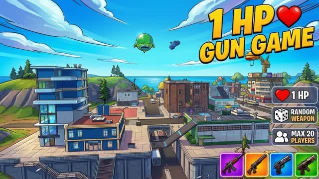 ❤️ 1 HP! Gun Game 🔫 Random Weapons 🎲 — Fortnite Creative map