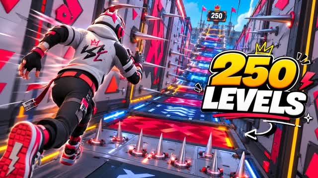250 LEVEL EASY DEATHRUN [PARKOUR] — Fortnite Creative map cover art