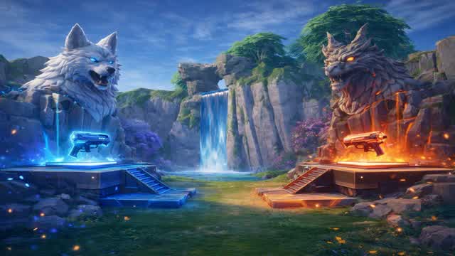 1v1  Wolf VS Dragon — Fortnite Creative map cover art