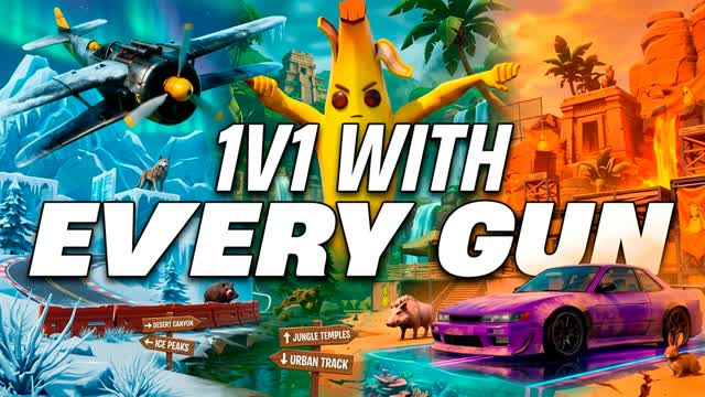 WILD LANDS FIGHT 1V1 WITH EVERY GUN — Fortnite Creative map cover art