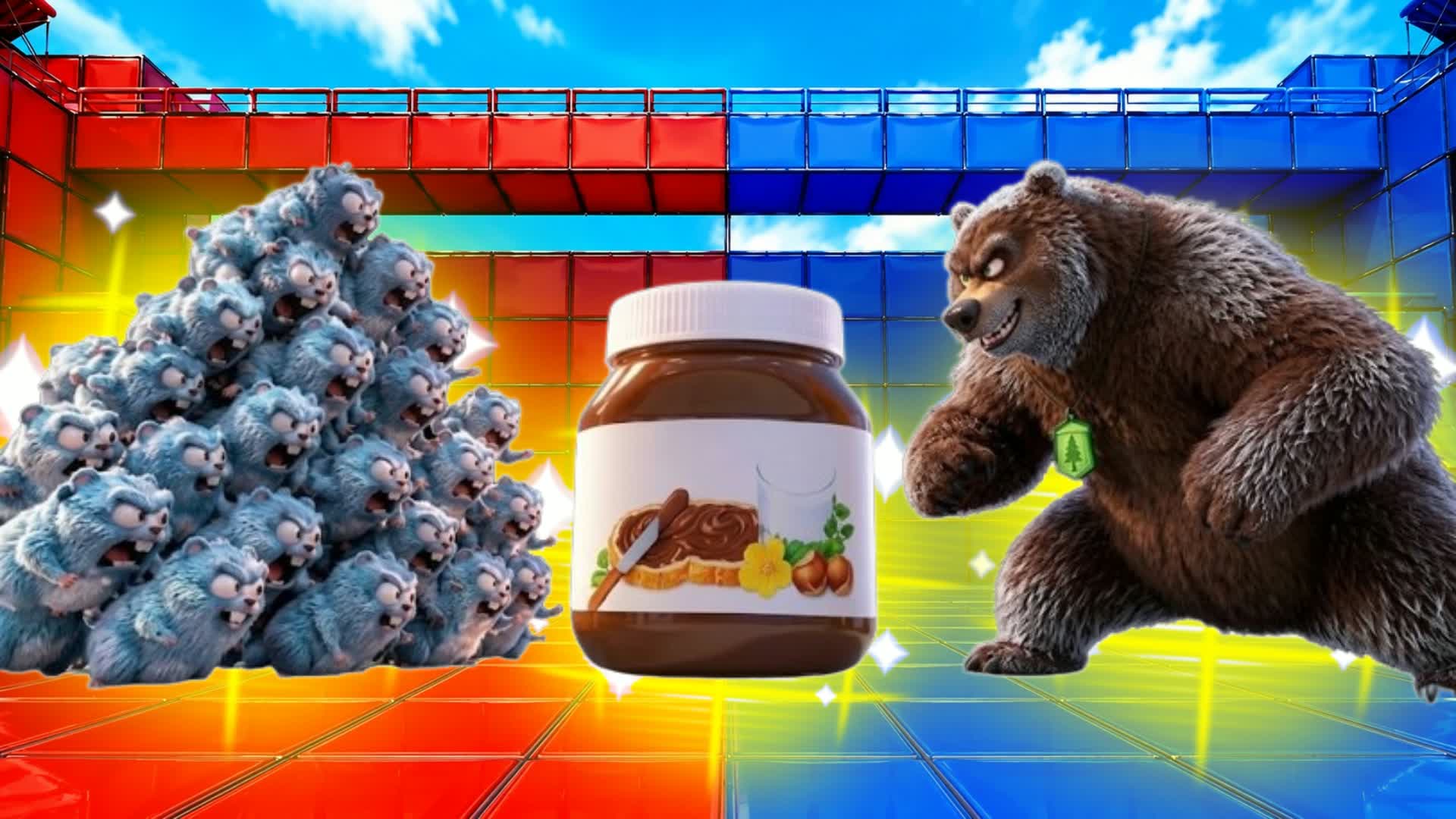 🔴🔵 RED VS BLUE ANGRY BEAR BATTLE 🔴🔵 — Fortnite Creative map