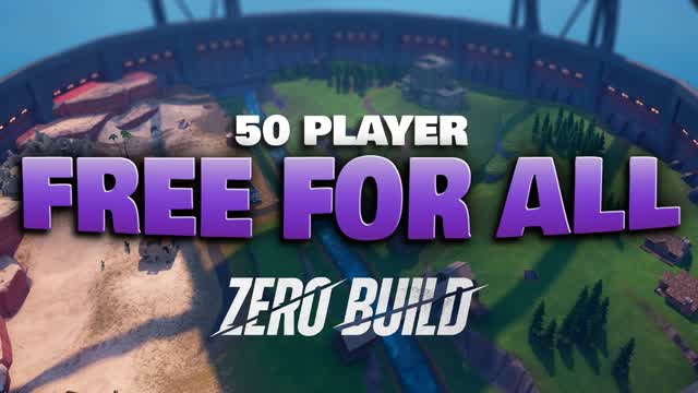 50 PLAYER FREE FOR ALL (ZERO BUILD) — Fortnite Creative map cover art