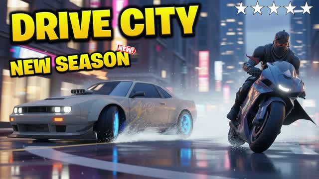 DRIVE CITY - NEW SEASON — Fortnite Creative map cover art