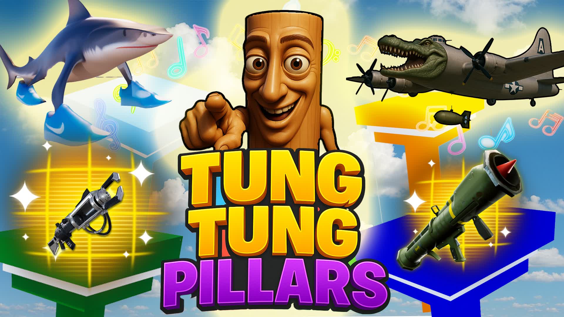 Tung Tung Brainrot Italian Meme Pillars — Fortnite Creative map