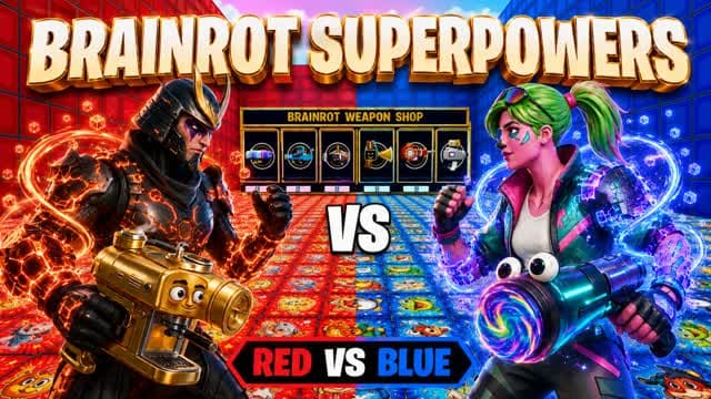 Red vs Blue🔴🔵 Brainrot Superpowers🦸⚡ — Fortnite Creative map cover art