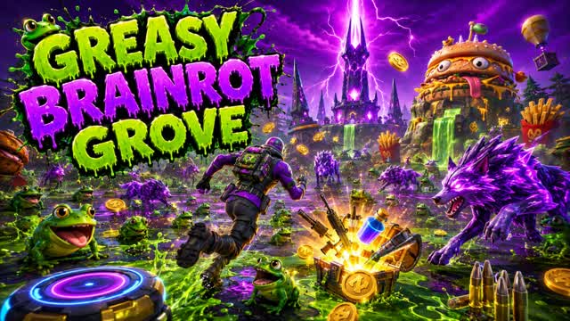 GREASY BRAINROT Grove — Fortnite Creative map cover art