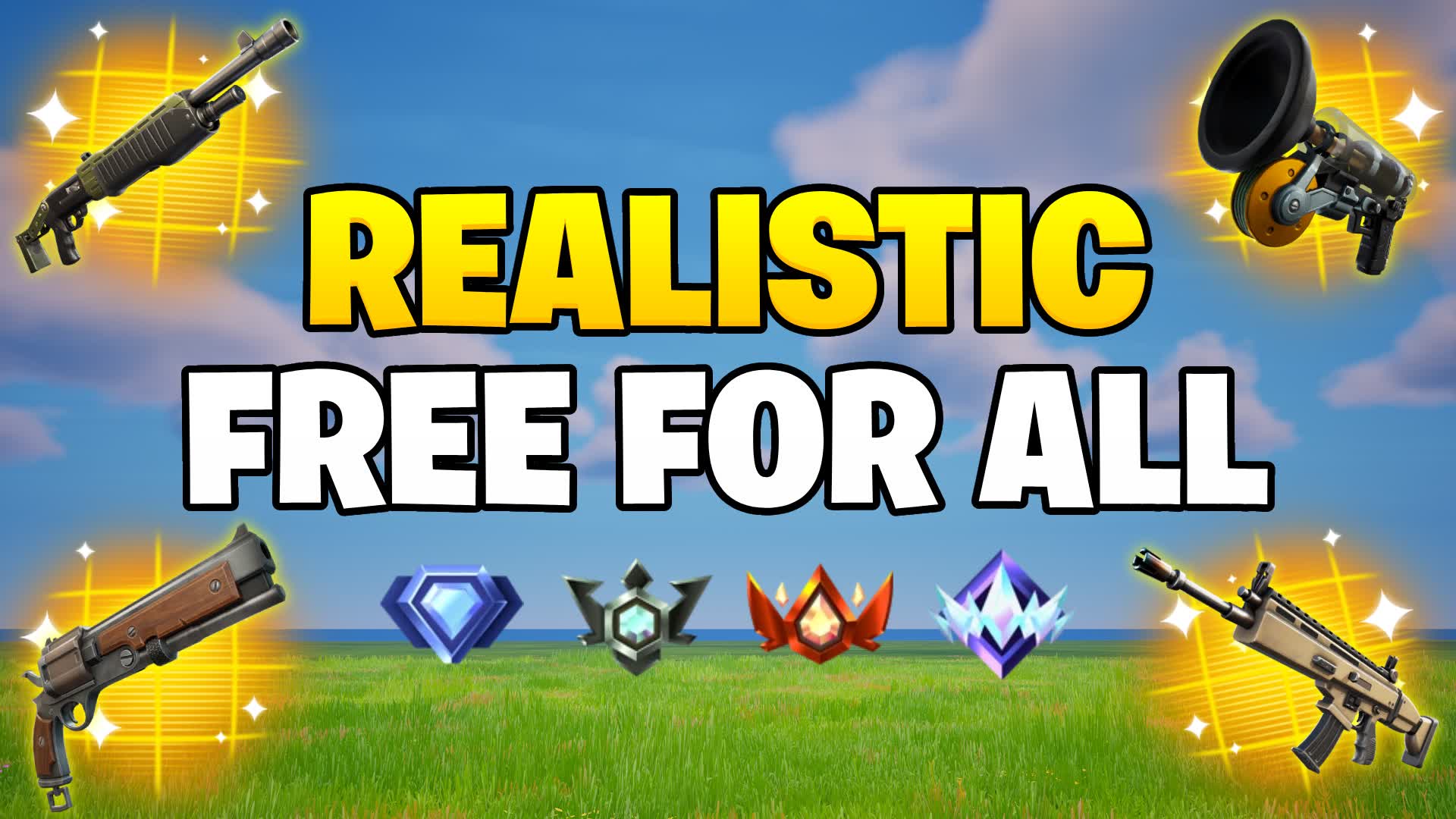 REALISTIC FREE FOR ALL - 1v1v1 — Fortnite Creative map