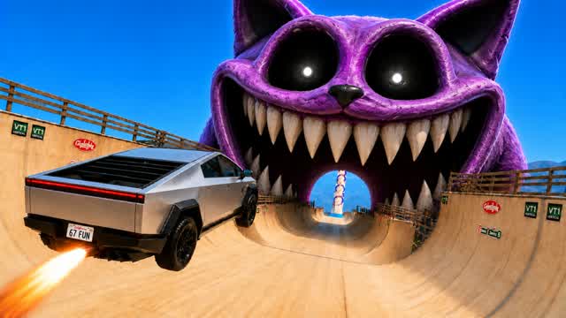 CATNAP CAR DRIVE CITY RAMP JUMP HORROR — Fortnite Creative map