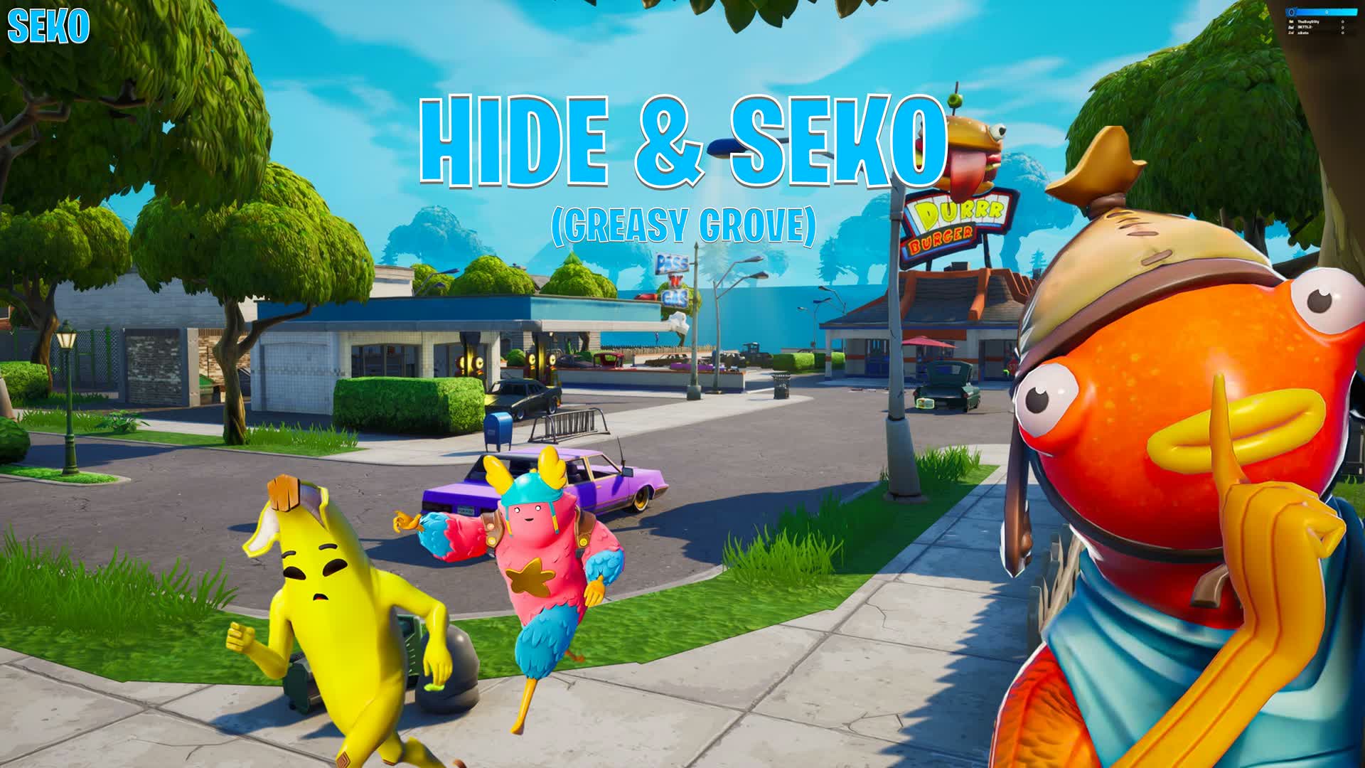 HIDE EN SEKO (GREASY GROVE) — Fortnite Creative map