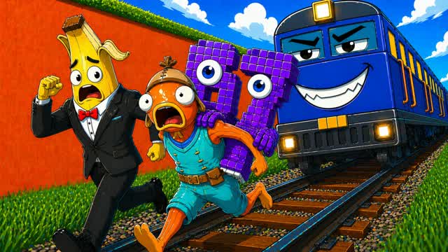 CHASE THE TRAIN FOR BRAINROT — Fortnite Creative map cover art