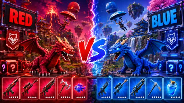 RED VS BLUE MOGGED BATTLE — Fortnite Creative map cover art