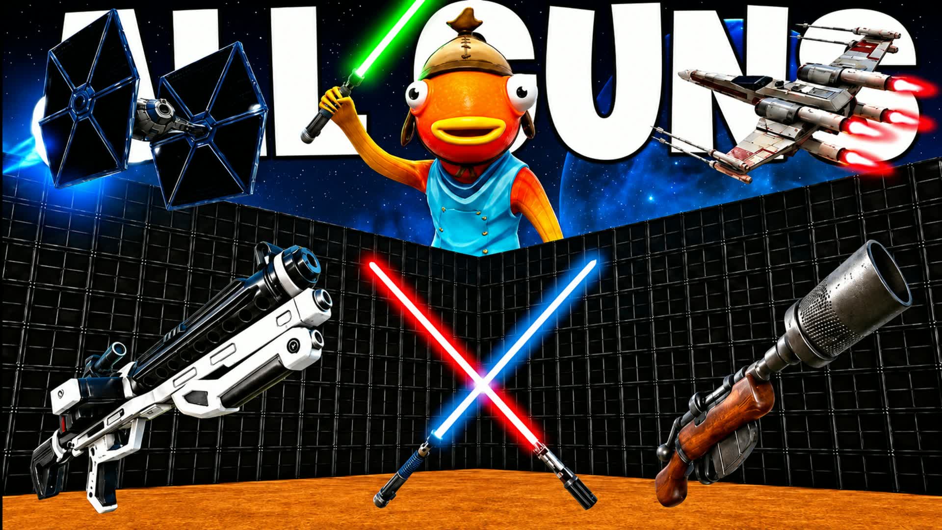 CRAZY STAR WARS 1V1 ALL GUNS & CARS — Fortnite Creative map