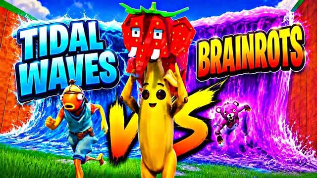 TIDAL WAVES VS BRAINROTS — Fortnite Creative map cover art