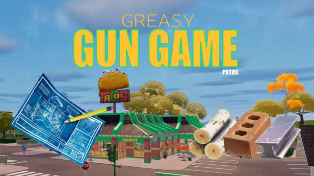 Greasy Gun Game (Builds) — Fortnite Creative map cover art