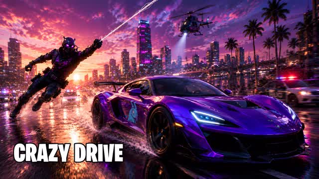 🕸️CRAZY DRIVE OPEN WORLD🕸️ — Fortnite Creative map cover art