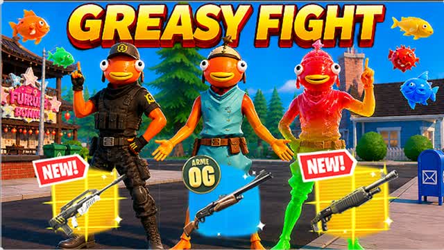 🔫​ Greasy Fight - Skill Weapons 🔫​ — Fortnite Creative map cover art