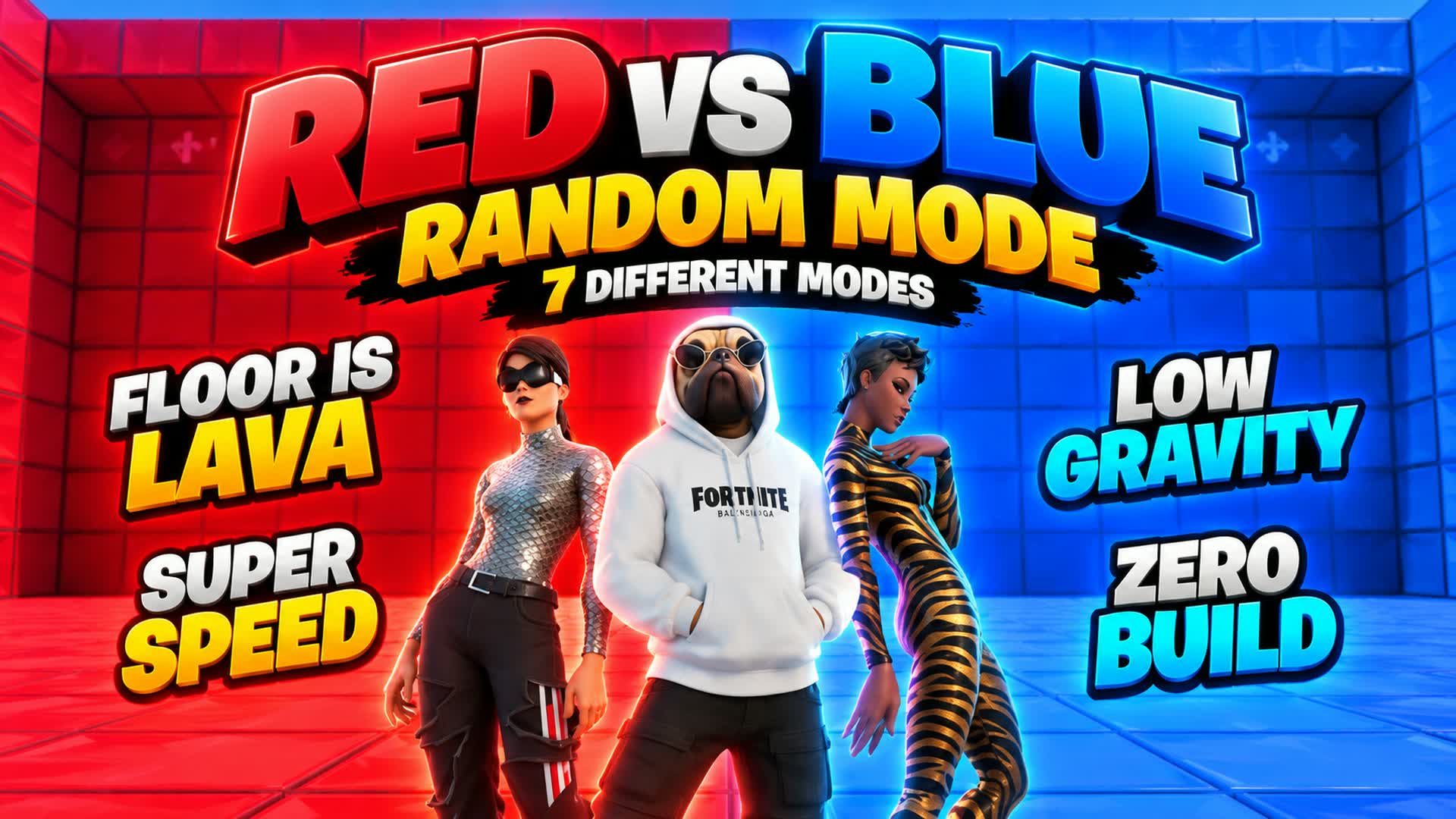 RANDOM MODES RED VS BLUE 🔴🔵 — Fortnite Creative map