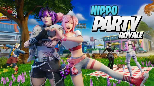 [🏝️] HIPPO PARTY ROYALE — Fortnite Creative map cover art