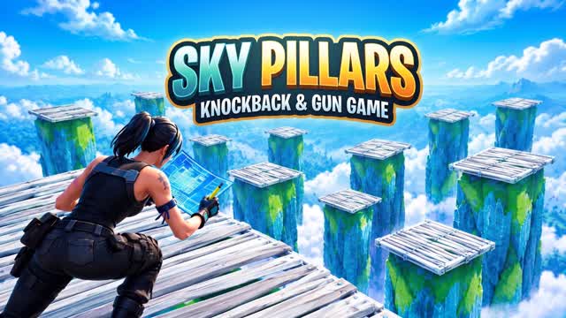 🌌 SKY PILLARS : KNOCKBACK & GUN GAME — Fortnite Creative map cover art
