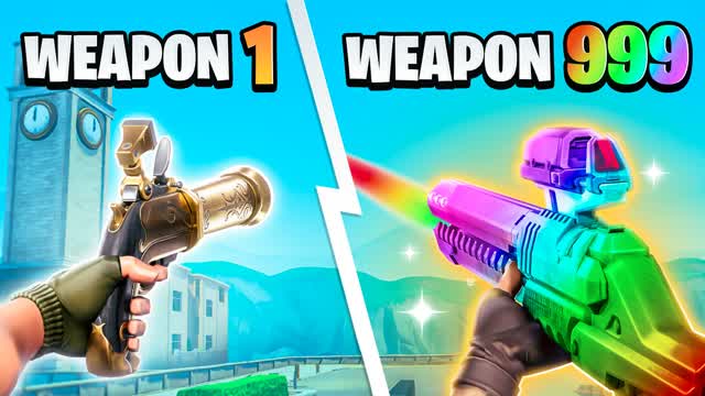 Infinite Tilted Gun Game 🎯 One Shot — Fortnite Creative map cover art