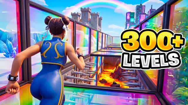 🌈RAINBOW PARKOUR 300+🌈(t2o deathrun) — Fortnite Creative map cover art