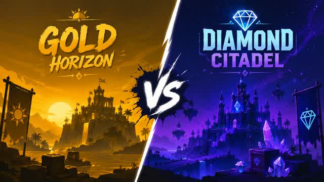 🌌 GOLD HORIZON VS DIAMOND CITADEL 💎 — Fortnite Creative map cover art