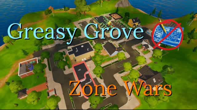 Greasy Grove Zero Build Zone Wars — Fortnite Creative map cover art
