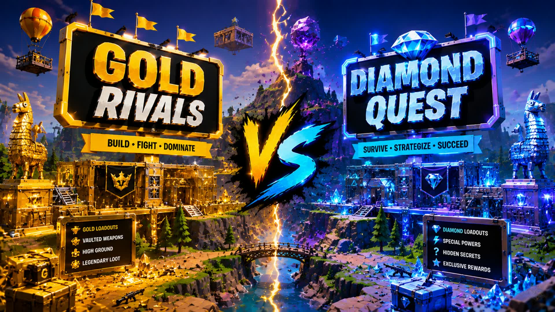 ๐ GOLD RIVALS VS DIAMOND QUEST ๐ โ Fortnite Creative map