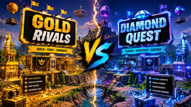 🌟 GOLD RIVALS VS DIAMOND QUEST 💎 — Fortnite Creative map cover art