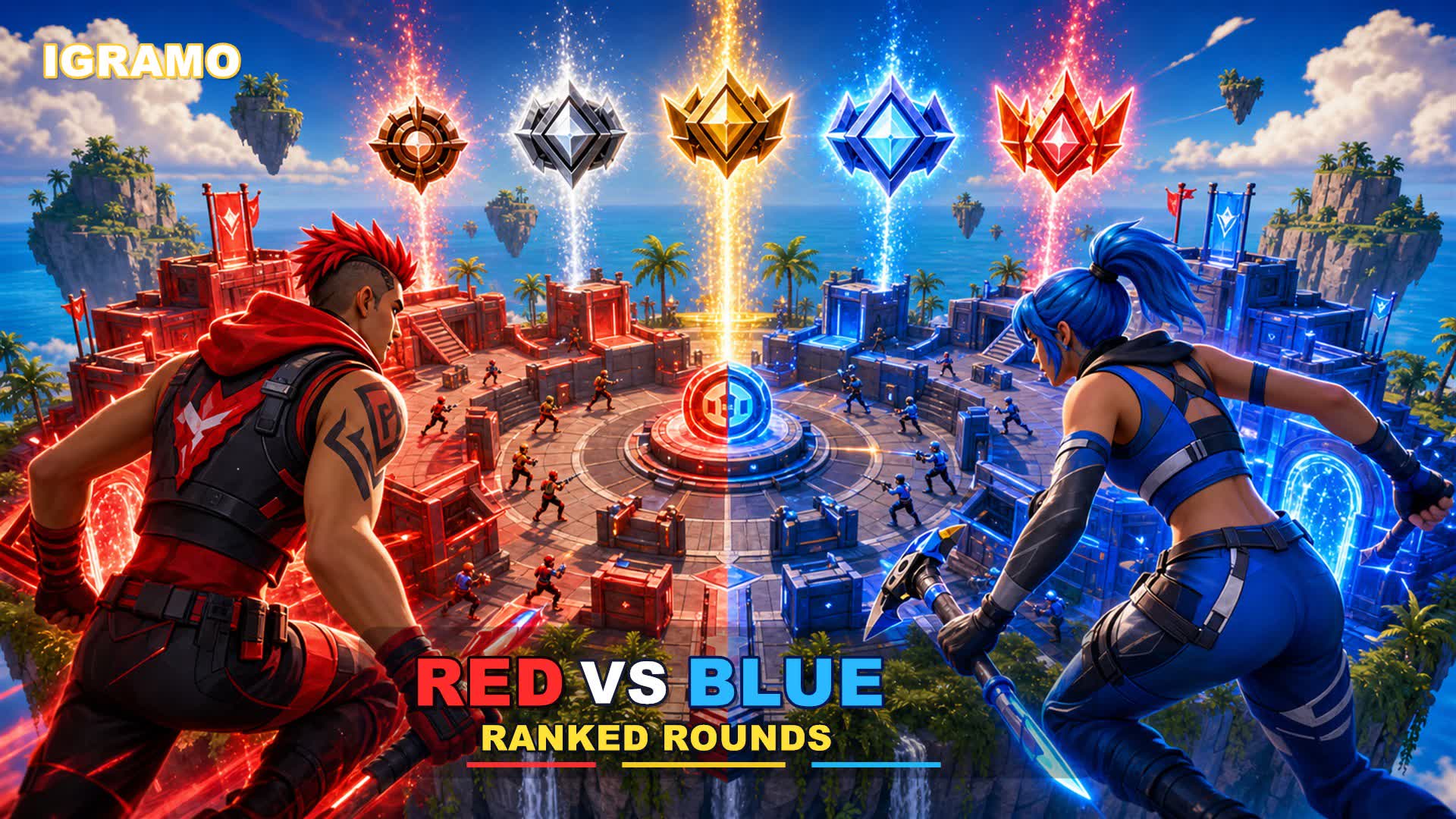 Red vs Blue: Rank Up Rounds — Fortnite Creative map
