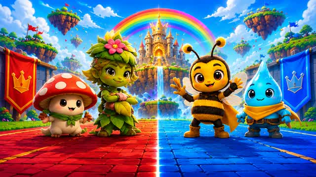 Red 🏆 vs Blue 🌈 Rainbow Rush — Fortnite Creative map cover art
