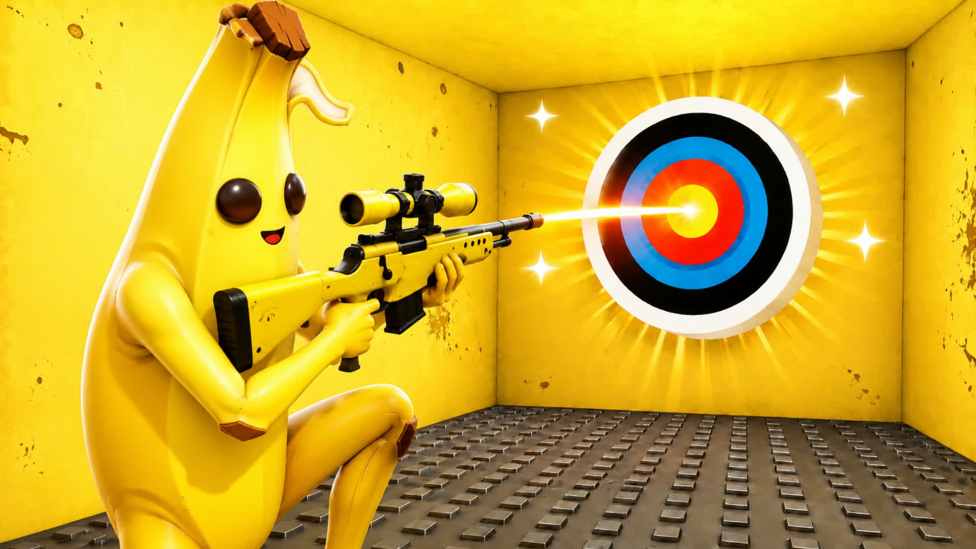 🟡YELLOW SKIN BANANA TRICKSHOT PARKOUR🍌 — Fortnite Creative map