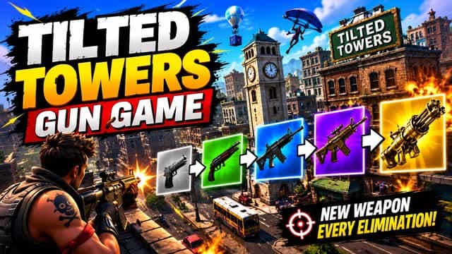 Tilted Towers Gun Game — Fortnite Creative map cover art