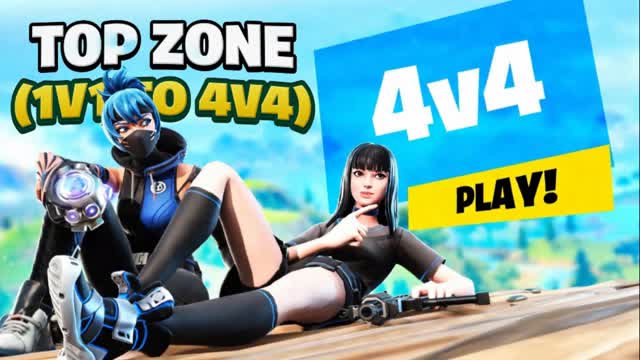 TOP ZONE (1V1 TO 4V4) — Fortnite Creative map cover art