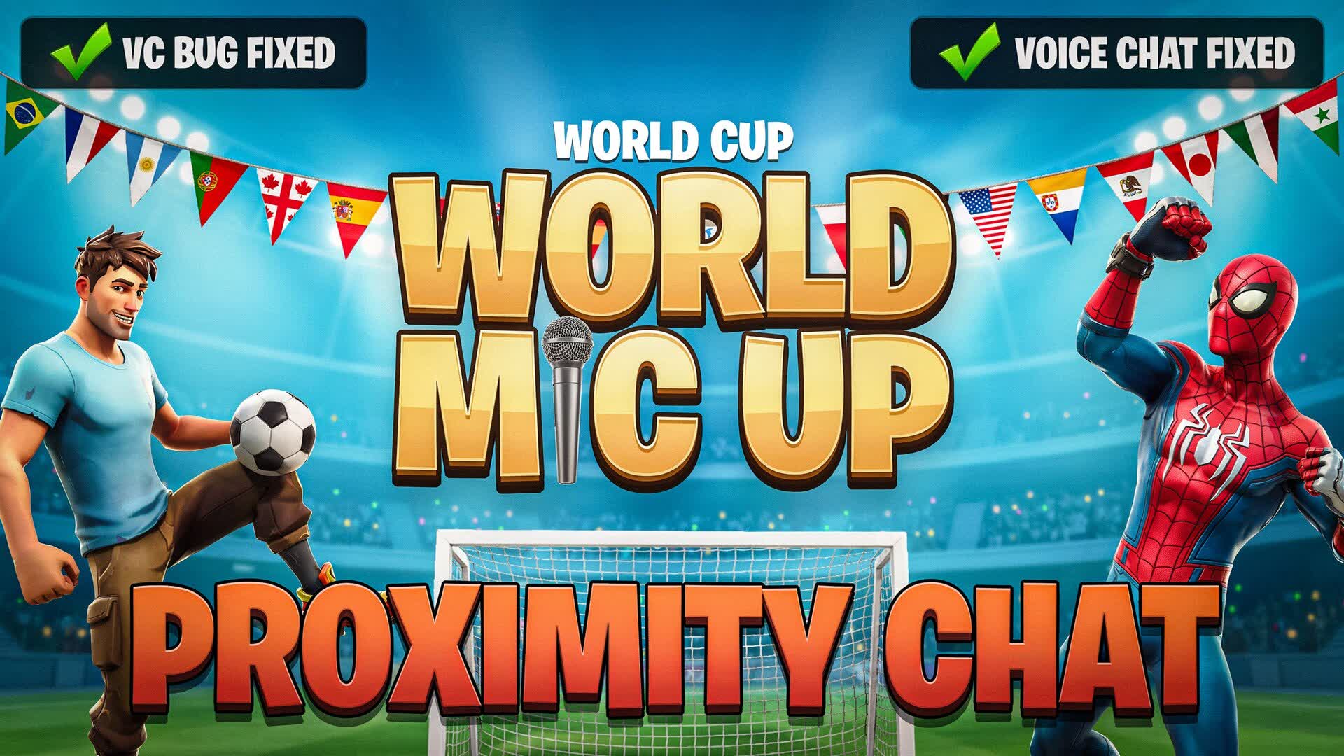 WORLD MIC UP 🔊 PROXIMITY CHAT — Fortnite Creative map