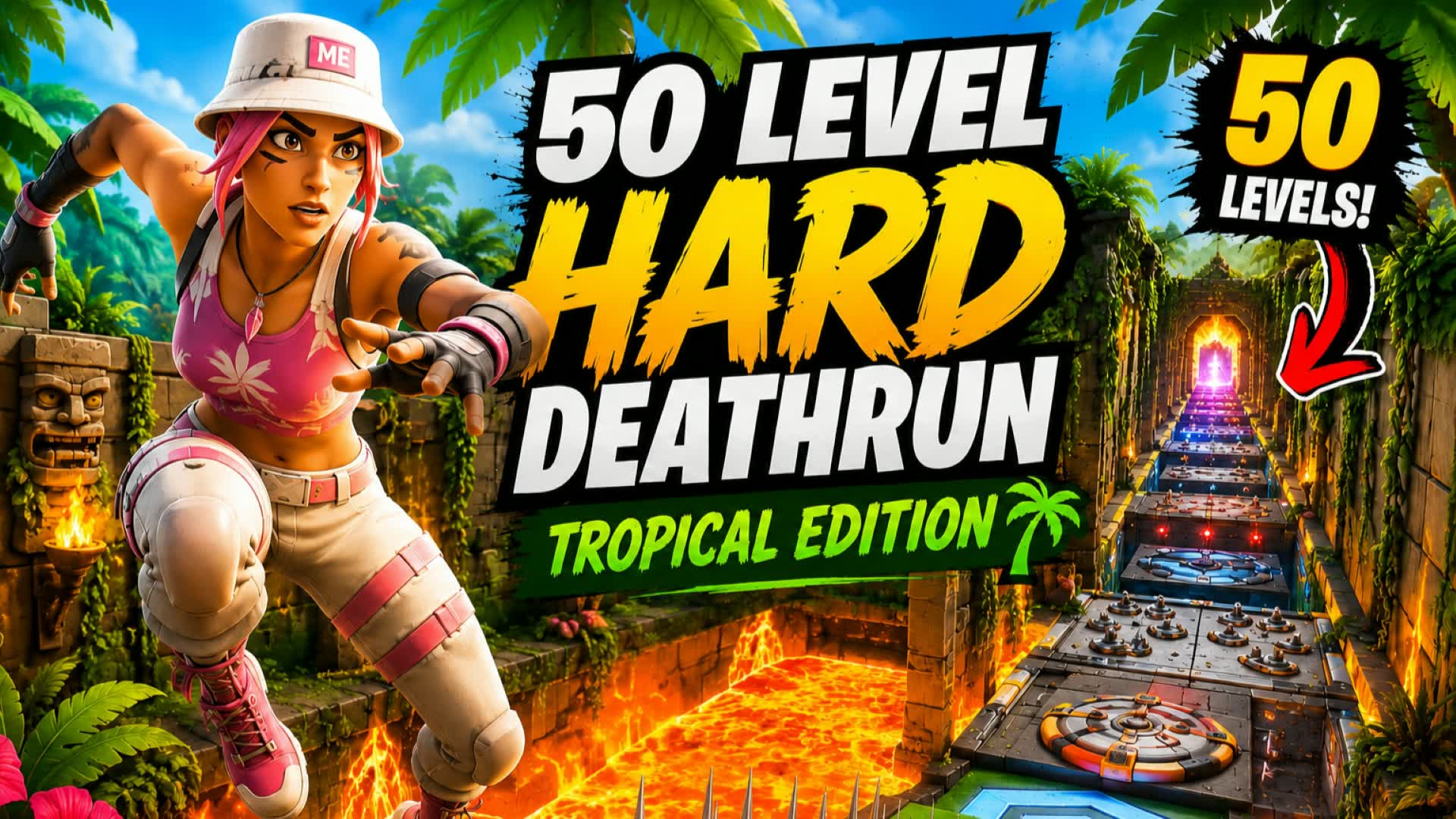 50 Level Hard Deathrun Tropical Edition — Fortnite Creative map