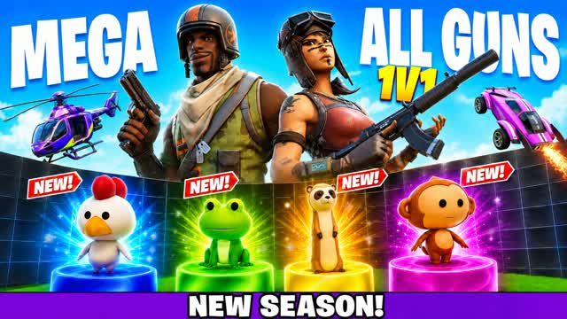 ✨MEGA ALL GUNS & VEHICLES 1V1✨ — Fortnite Creative map cover art