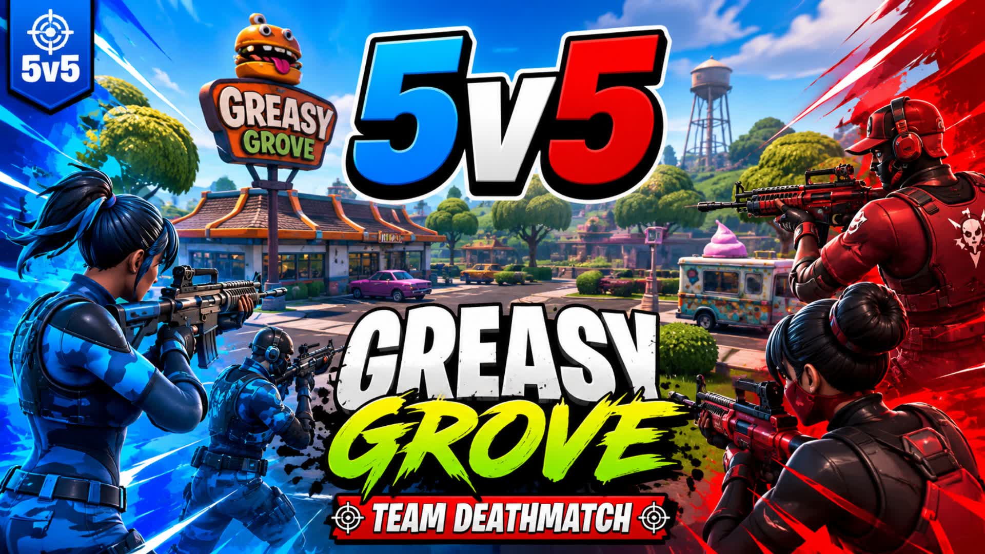 Greasy Grove 5v5 🏆 | Team Deathmatch — Fortnite Creative map