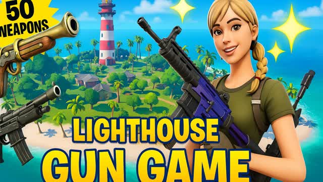 🌴 GUN GAME LIGHTHOUSE 🌴 — Fortnite Creative map cover art