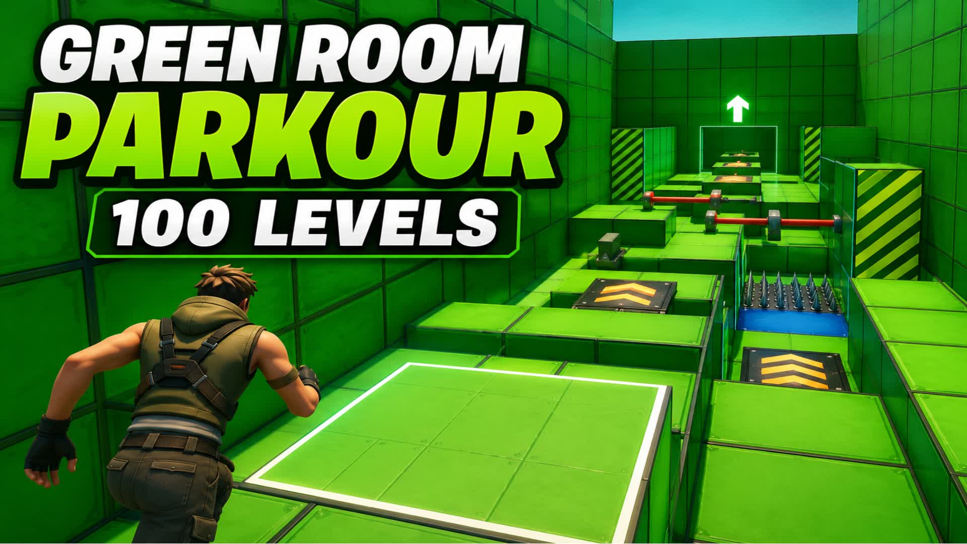 Green Room Parkour Easy: 100 Levels — Fortnite Creative map