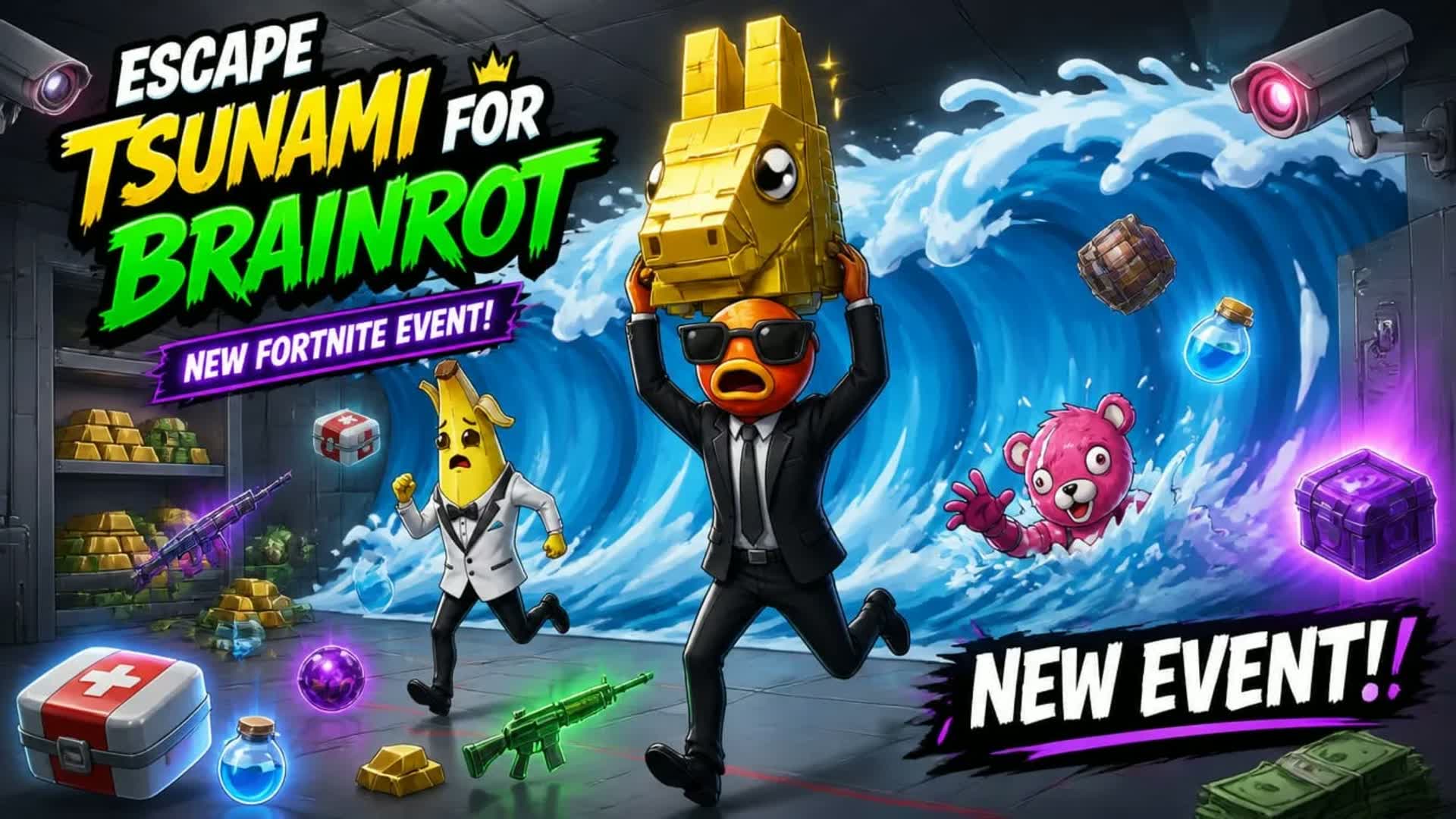 escape all tsunami for brainrots — Fortnite Creative map