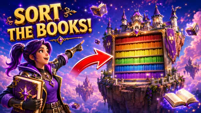 SORT THE BOOKS! 📚 — Fortnite Creative map cover art